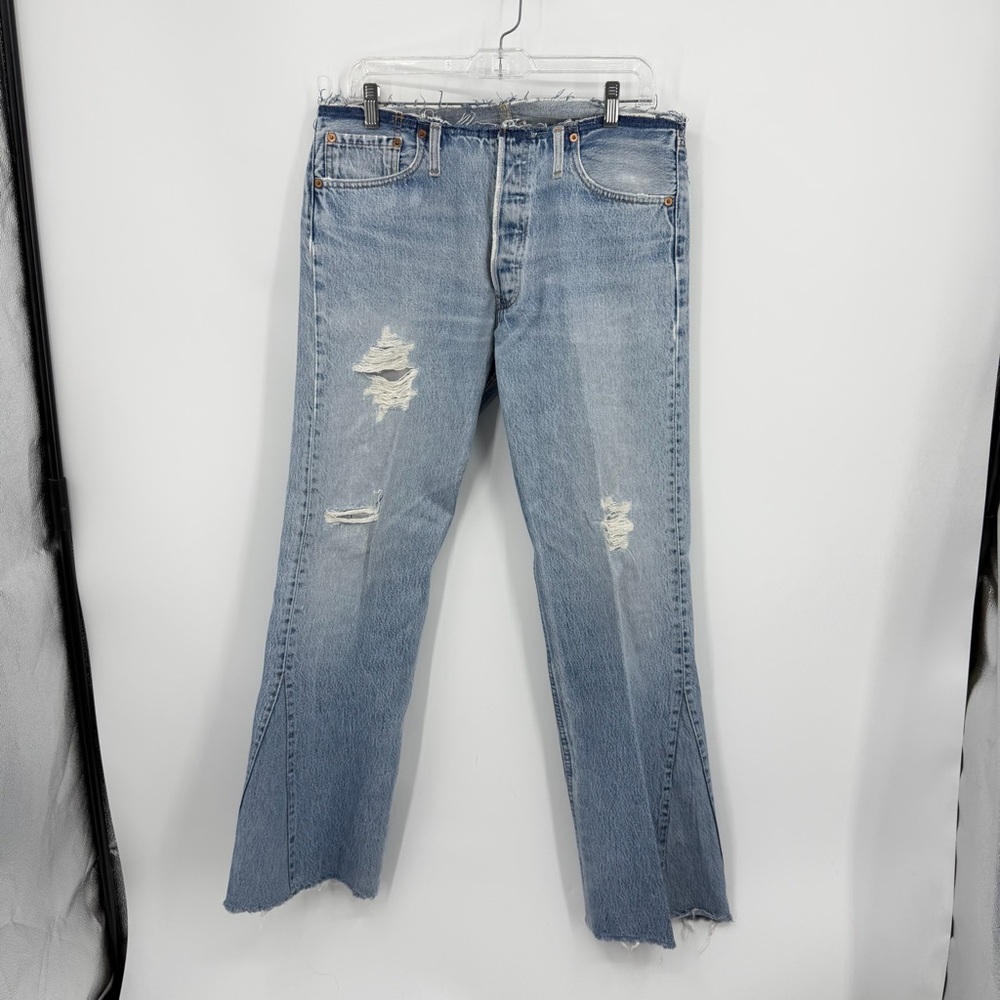 Levi’s Old Custom Inc Vintage denim Light Wash Button flare 32” waist distressed